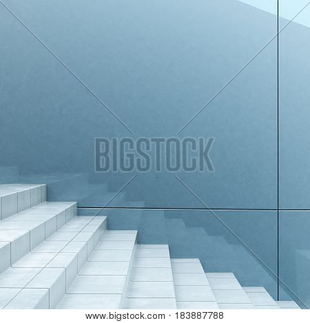 Side view of concrete staircase. Growth concept. 3D Rendering