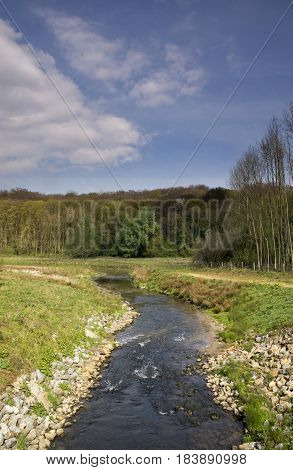 The river Geleenbeek near Heisterbrug in the Dutch village Schinnen in the most southern province Limburg