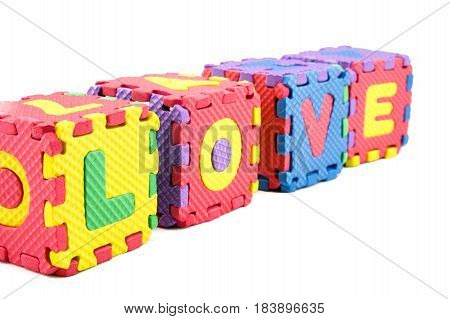 Alphabet Love Learning Blocks On White Background