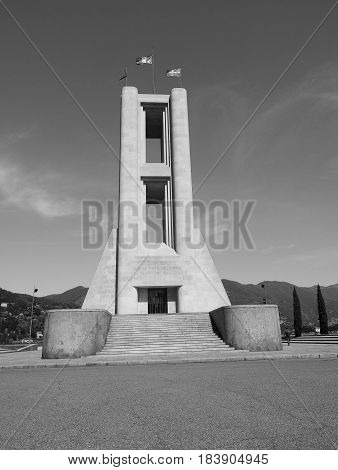 Monumento Ai Caduti War Memorial In Como In Black And White