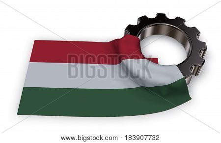 gear wheel and flag of hungaria - 3d rendering