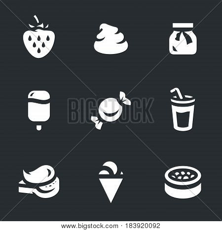 Strawberries, cream, jam, ice cream, candy, juice, jam, popsicle, lollipops.