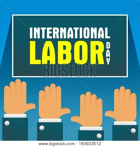 international labor day banner with hands up
