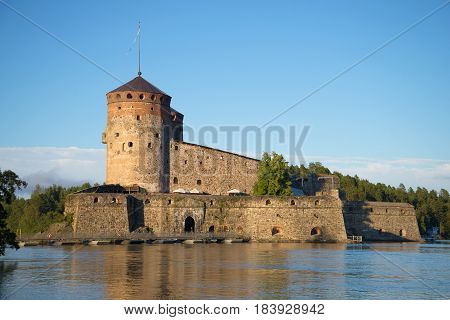 The Olavinlinna fortress on a warm August evening. Savonlinna. Finland