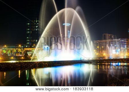 Dancing Fountains On Ardagani Lake. Batumi. Georgia