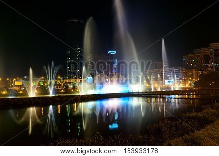 Dancing Fountains On Ardagani Lake. Batumi. Georgia