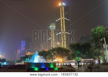 GUANGZHOU CHINA - NOVEMBER 13, 2016: Unidentified people visit Tianhe road shopping district.