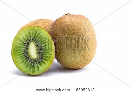 Sliced kiwi texture isolated on white background