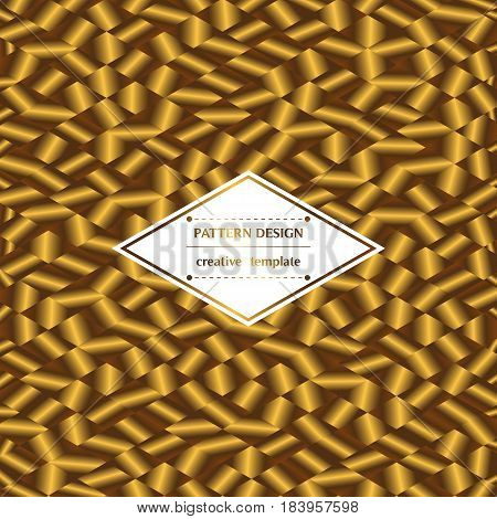 Square bright background with golden rhombs. Vector pattern template for flyer card brochure cover textile tile etc.