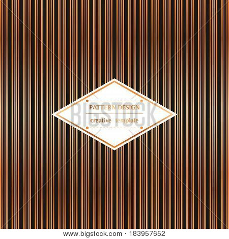 Square pattern with golden stripes on black background. Vector template for flyer card brochure cover textile tile etc.