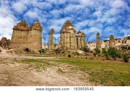 Volcanic mountains in Goreme national park.Cappadocia, Anatolia, Turkey.