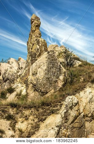 Mountain landscape panoramic view. Cappadocia Turkey. Goreme national park.