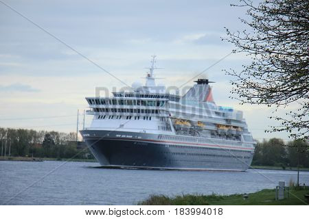 Velsen The Netherlands - April 27th 2017: Balmoral Fred Olsen Cruise Lines In North Sea Canal Toward