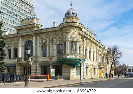 Kazan, Russia - Mar 28.2017. The National Library of the Republic of Tatarstan, the former House of Zinaida Ushkova