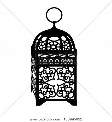Ramadan Kareem maroccan lantern in black isolated