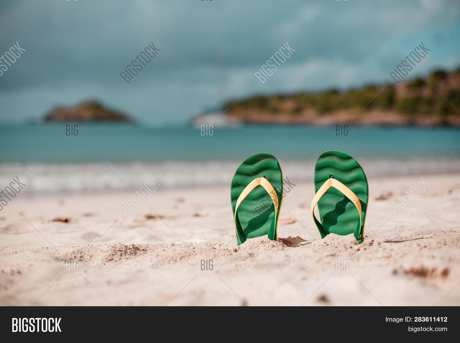 Green Flip Flops White Image & Photo (Free Trial) | Bigstock