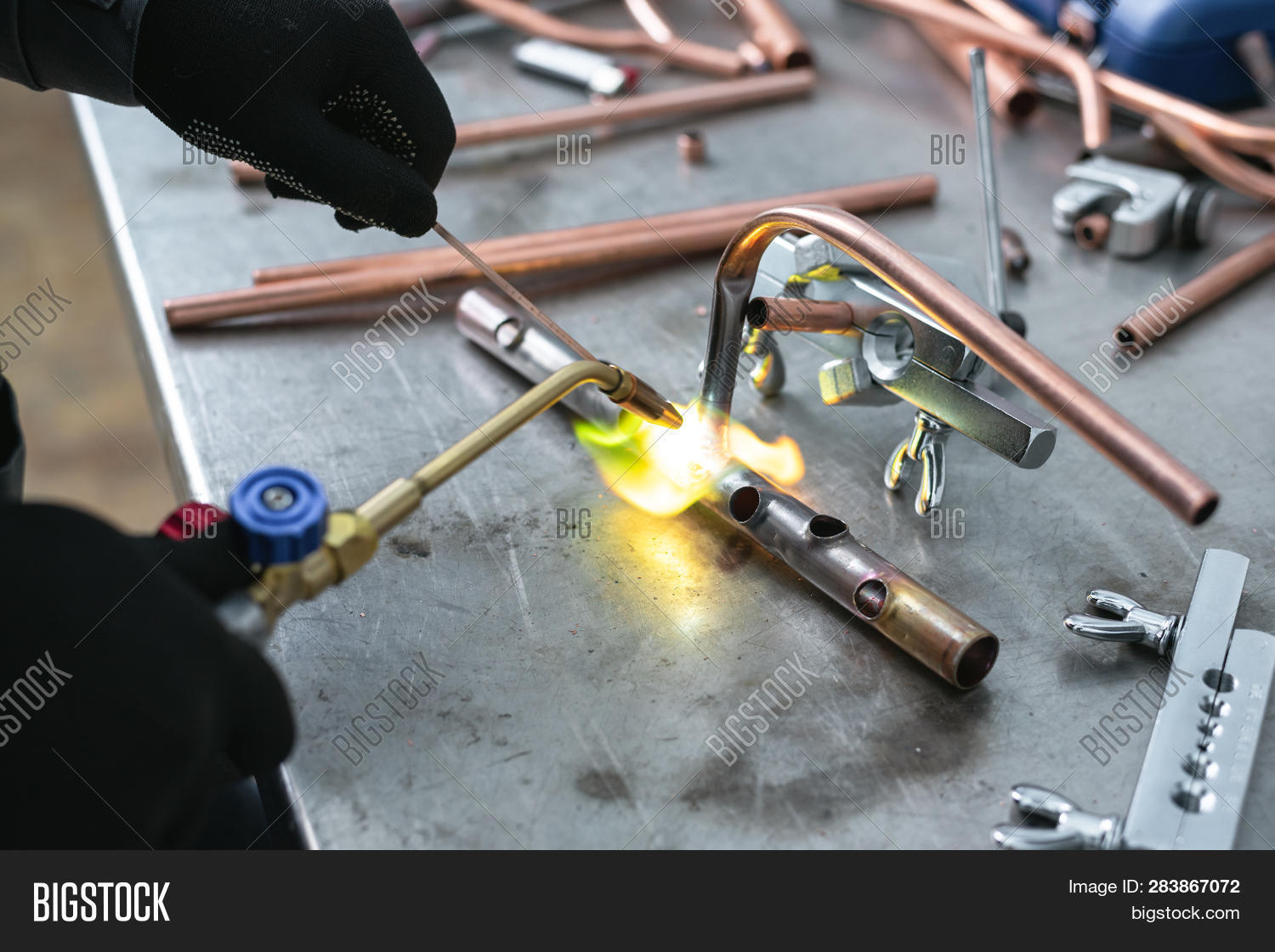 Worker Soldering Pipe Image & Photo (Free Trial) Bigstock