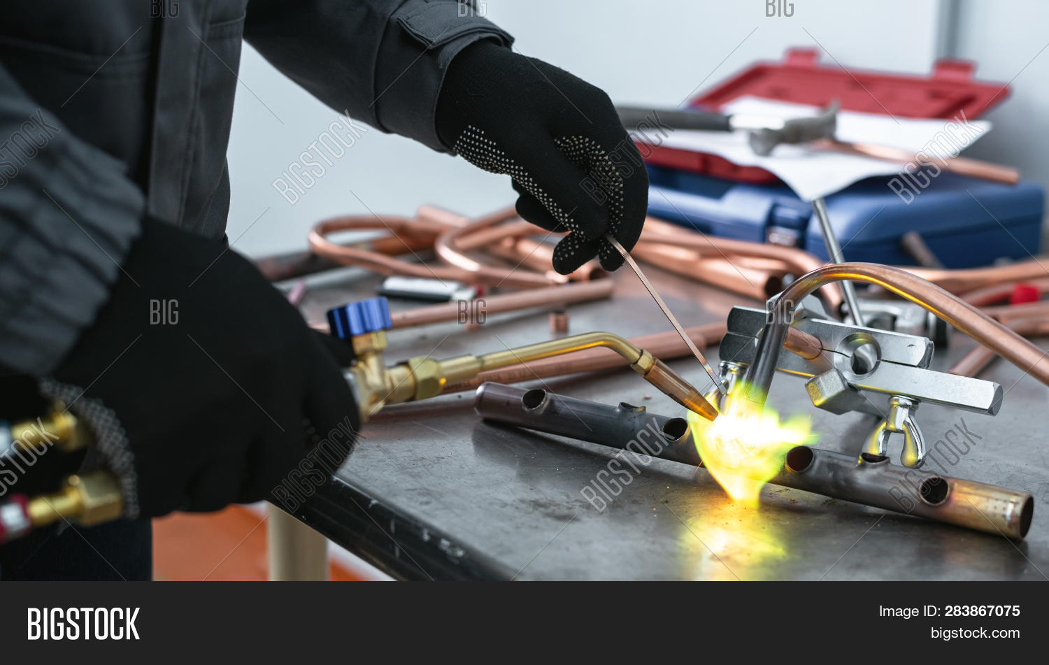 Worker Soldering Pipe Image & Photo (Free Trial) Bigstock