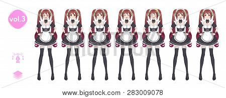 Anime Manga Girl. Costume Of Maid Cafe