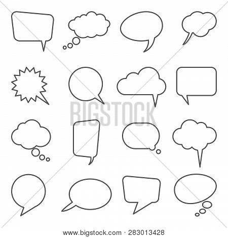 Collection Of Different Speech Bubbles And Thought Bubbles With Space For Text