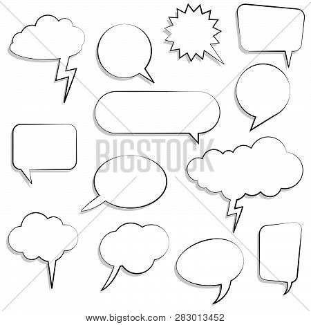 Collection Of Different Speech Bubbles And Thought Bubbles With Space For Text