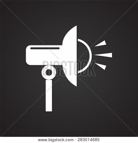 Studio Flash Strobe Icon On Black Background For Graphic And Web Design, Modern Simple Vector Sign. 