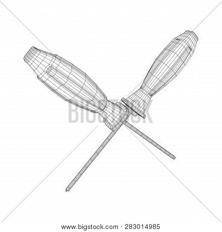 Crosshead Screwdriver. Handyman Tool For Home Repair. Maintenance Themed Abstract Model Wireframe Lo