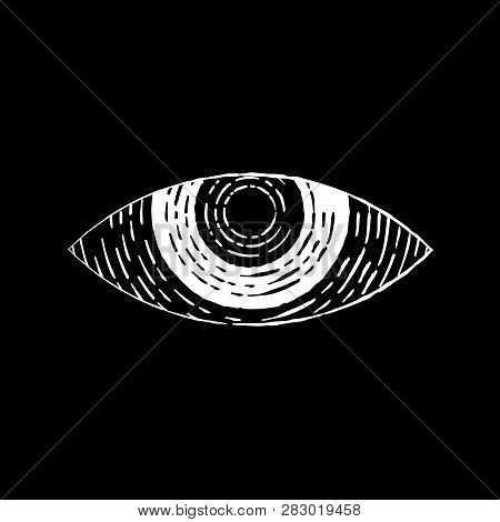 Engraved Tattoo Flash Sketch. All Seeing Eye Blackwork Logo.