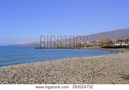 Playa De Las Americas Beach, Tenerife, Canary Islands, Spain, Europe - June 12, 2016: The Quieter Pe