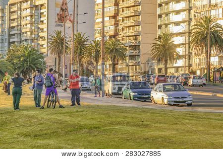Montevideo Boardwalk At Sunset Time