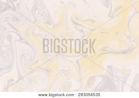 Suminagashi Marble Texture Hand Painted With Orange Ink. Digital Paper 824 Performed In Traditional 