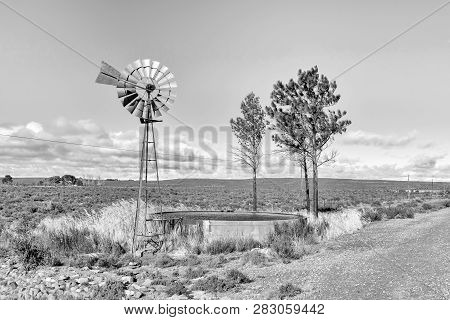 Monochrome Landscape On Road R63 Between Victoria West And Loxton In The Northern Cape Province. A W