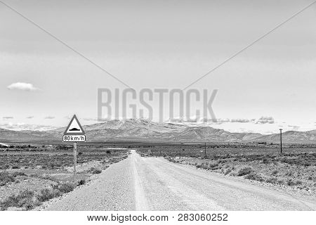 A Landscape On Road R356 To Ceres In The Western Cape Province. Snow Is Visible On Matroosberg. Mono