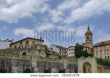 Hondarribia, Guipuzcoa, Spain, August 2013: Old Houses In The Center Of Hondarribia, A Town In Gipuz