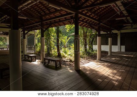 Singapore - December 2018: View To The Beautiful Nature From Inside Building At The Sungei Buloh Wet