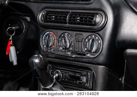 Novosibirsk, Russia - February 08, 2019: Chevrolet Niva, Close-up Of The Dashboard, Adjustment Of Th
