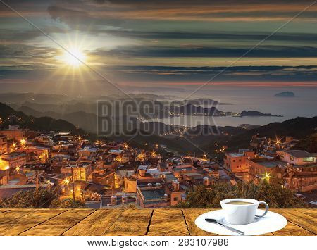 Night View Of Jiufen, People Visit Heritage Old Town Of Jiufen Located In Ruifang District Of New Ta