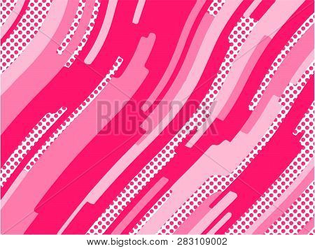 The Pink Pattern. Trending Abstract Design With Irregular Shapes, Points And Wavy Lines To Create Ro