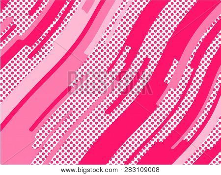 The Pink Pattern. Trending Abstract Design With Irregular Shapes, Points And Wavy Lines To Create Ro
