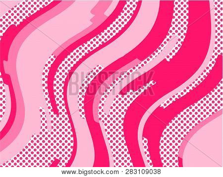 The Pink Pattern. Trending Abstract Design With Irregular Shapes, Points And Wavy Lines To Create Ro