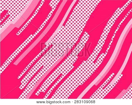 The Pink Pattern. Trending Abstract Design With Irregular Shapes, Points And Wavy Lines To Create Ro