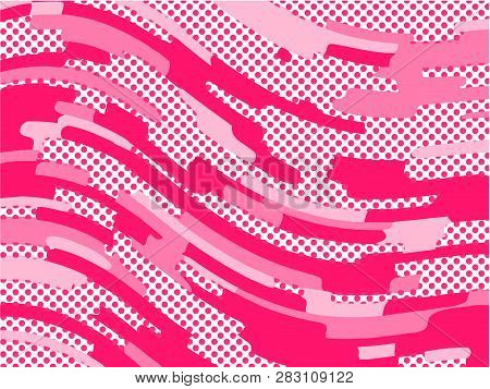 The Pink Pattern. Trending Abstract Design With Irregular Shapes, Points And Wavy Lines To Create Ro