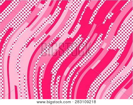 The Pink Pattern. Trending Abstract Design With Irregular Shapes, Points And Wavy Lines To Create Ro