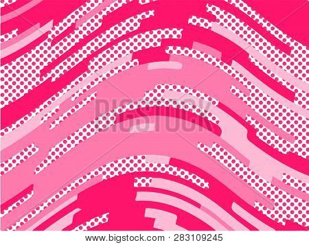 The Pink Pattern. Trending Abstract Design With Irregular Shapes, Points And Wavy Lines To Create Ro
