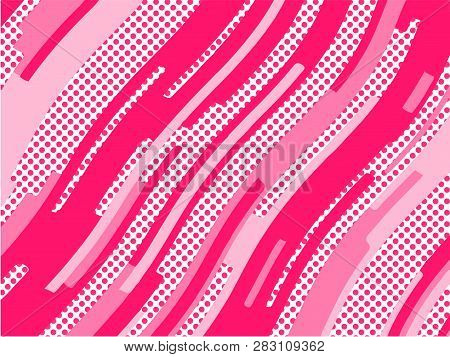 The Pink Pattern. Trending Abstract Design With Irregular Shapes, Points And Wavy Lines To Create Ro