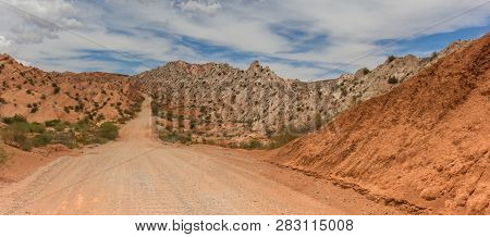 Panorama Of A Gravel Road In Los Cardones National Park, Argentina
