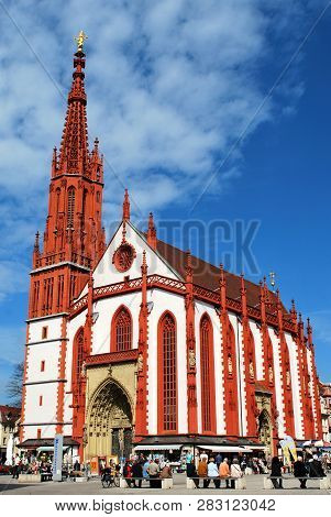 Wuerzburg, Bavaria, Germany - April 23, 2013: The Marienkapelle Church In Wuerzburg