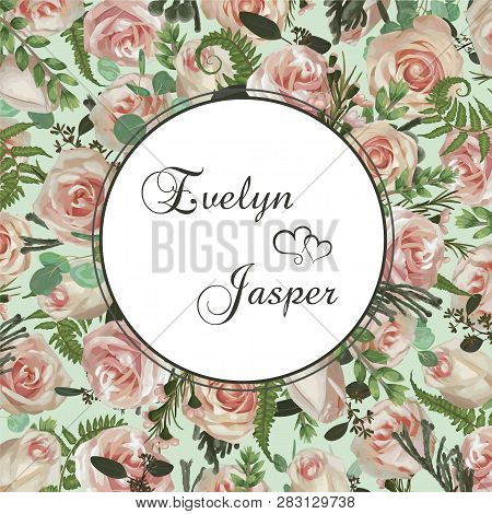 Wedding Floral Invitation, Invite Card. Vector Watercolor Set Green Forest Fern, Brunia, Herbs, Flow