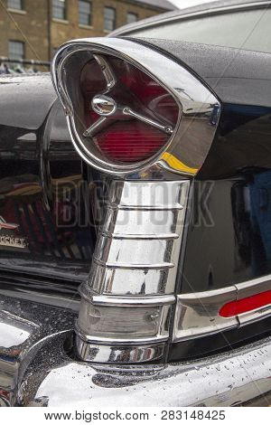 London, England - April 28, 2018. 1957 Super 88 Oldsmobile At The Annual Classic Car Exhibition And 