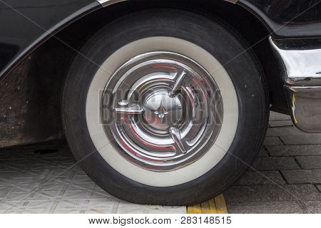London, England - April 28, 2018. 1957 Super 88 Oldsmobile At The Annual Classic Car Exhibition And 